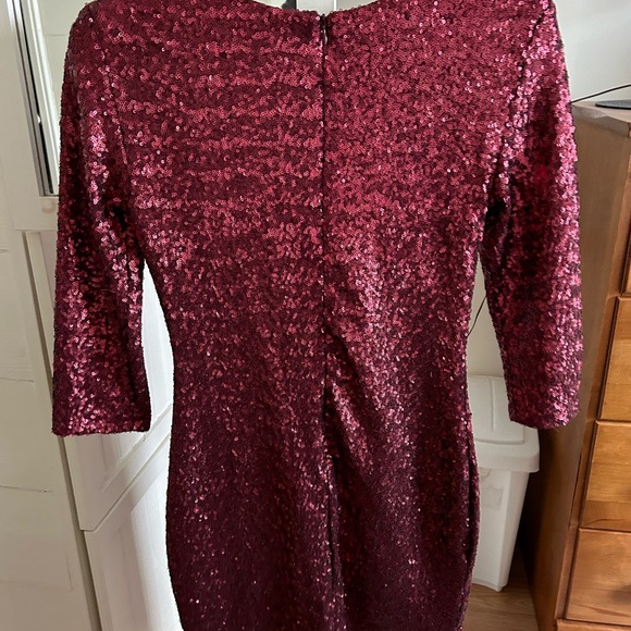Red sequinned mini dress. - Picture 2 of 4